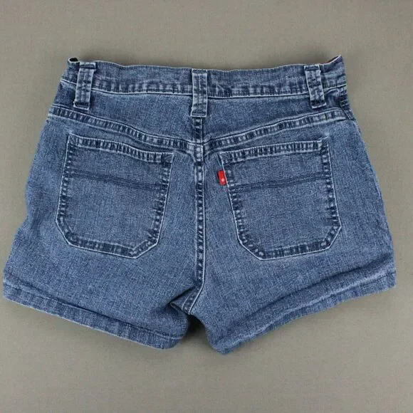 Levis Jeans Shorts Women 10 Blue Mom Medium Wash Stretch Denim Slash Pocket VTG - Picture 8 of 8